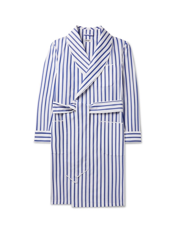 Photo: PAUL STUART - Piped Striped Cotton-Broadcloth Robe - Blue