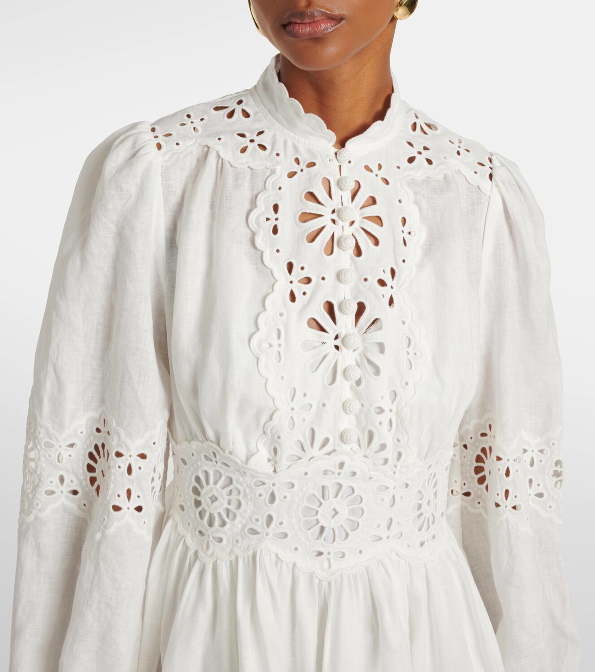 Zimmermann Acacia Broderie embroidered linen minidress