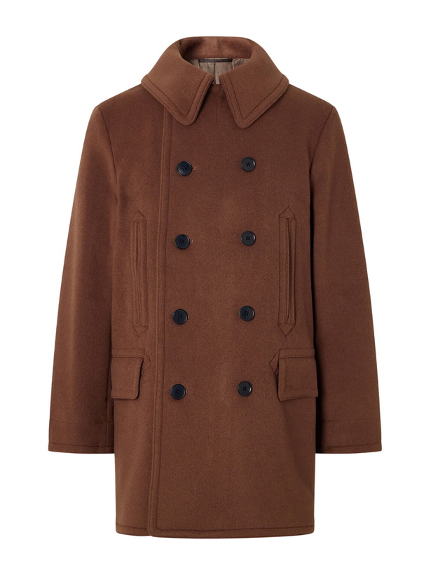 Photo: Kaptain Sunshine - Double-Breasted Brushed Wool-Felt Coat - Brown