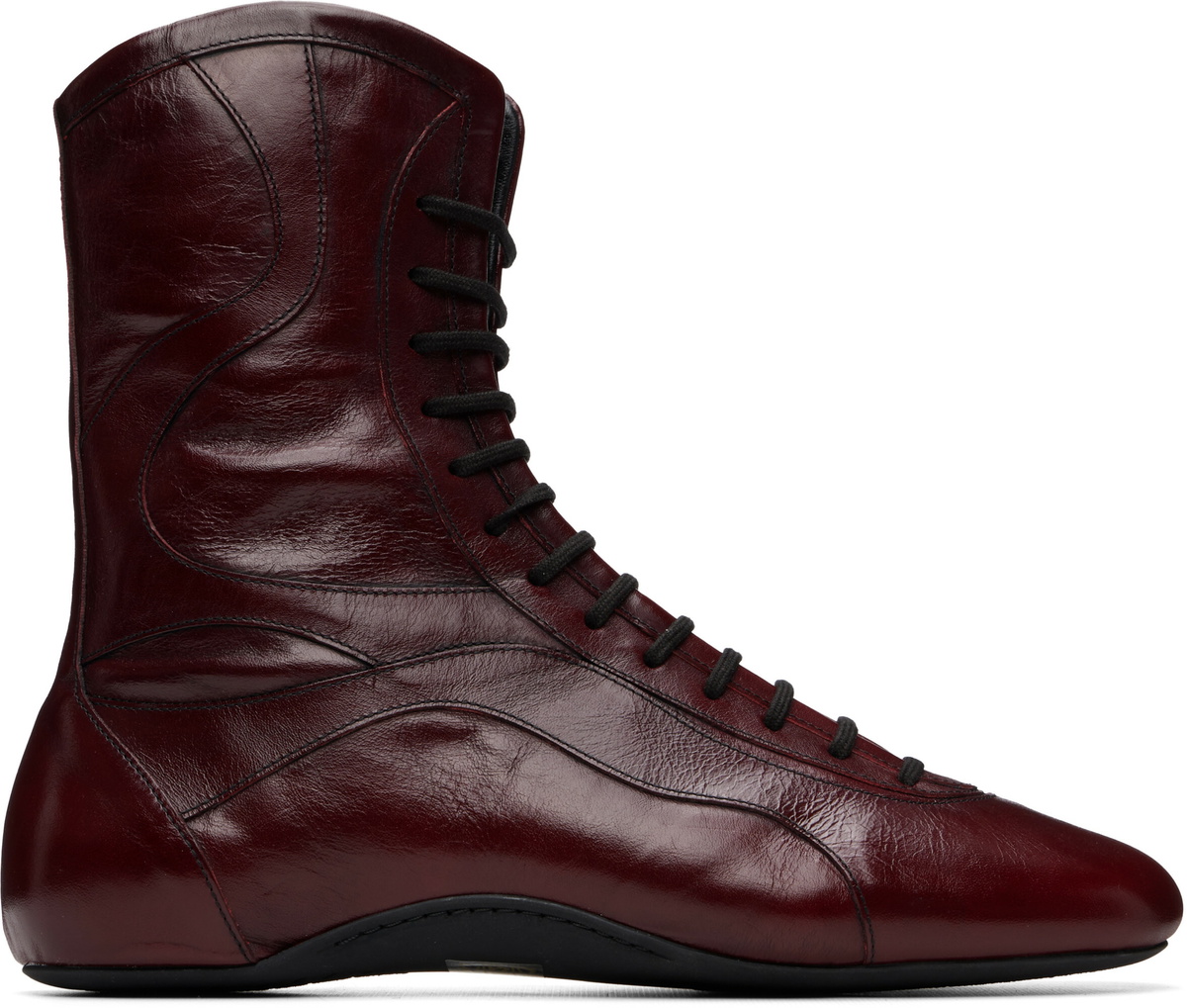 Dries Van Noten Red Leather High Top Sneakers