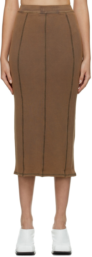 Photo: Acne Studios Brown Ribbed Midi Skirt