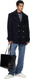 Balmain Black Small Track Zips Calfskin Bag