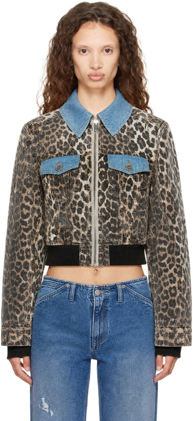 Photo: GANNI Multicolor Print Denim Small Bomber Jacket