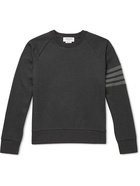 Thom Browne - Striped Waffle-Knit Cotton Sweatshirt - Gray