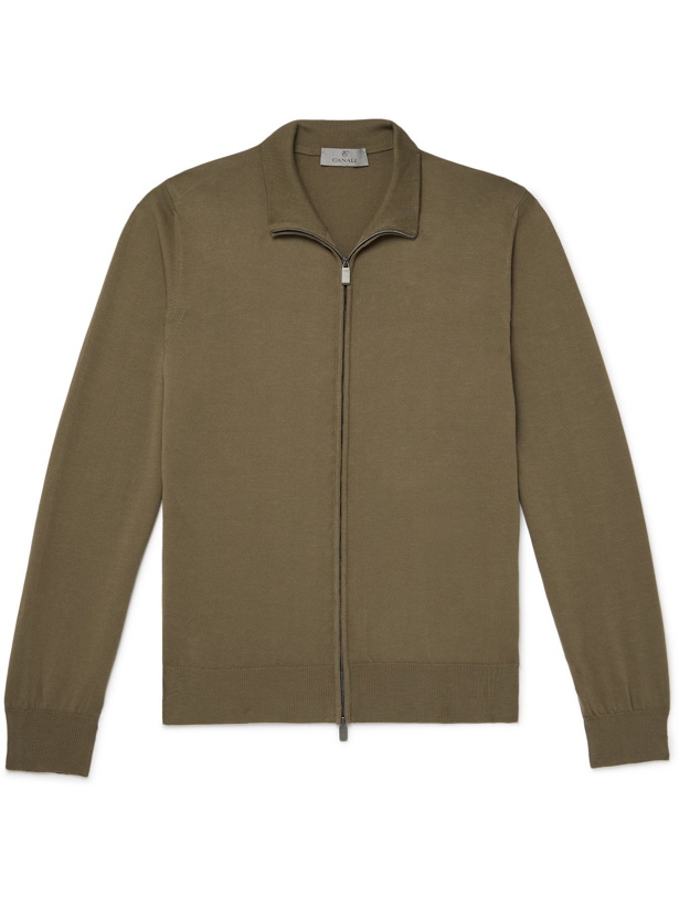 Photo: CANALI - Cotton Zip-Up Sweater - Green