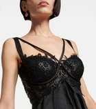 Versace - Lace-trimmed satin minidress