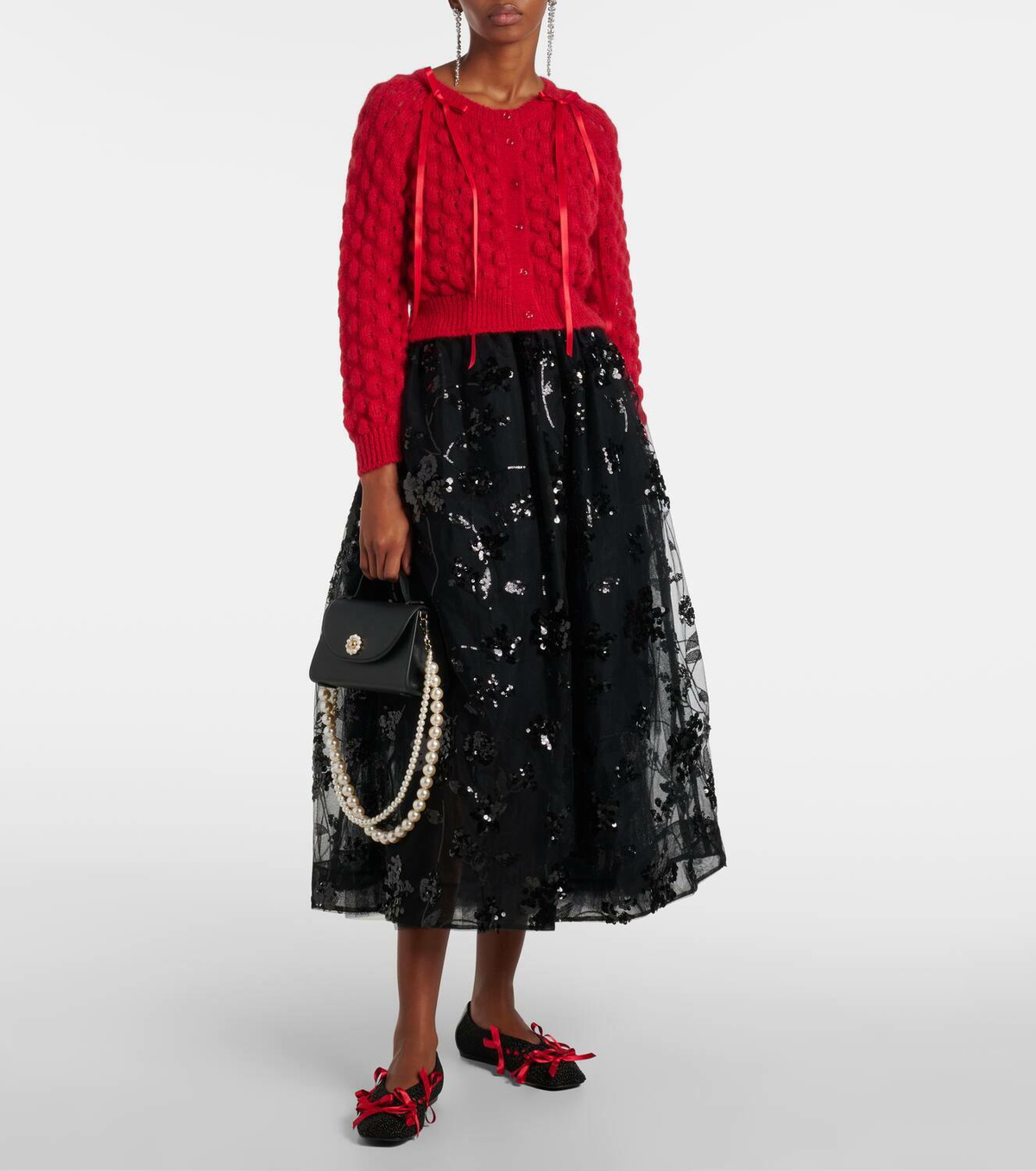 Simone Rocha Bow-detail wool-blend cardigan Simone Rocha