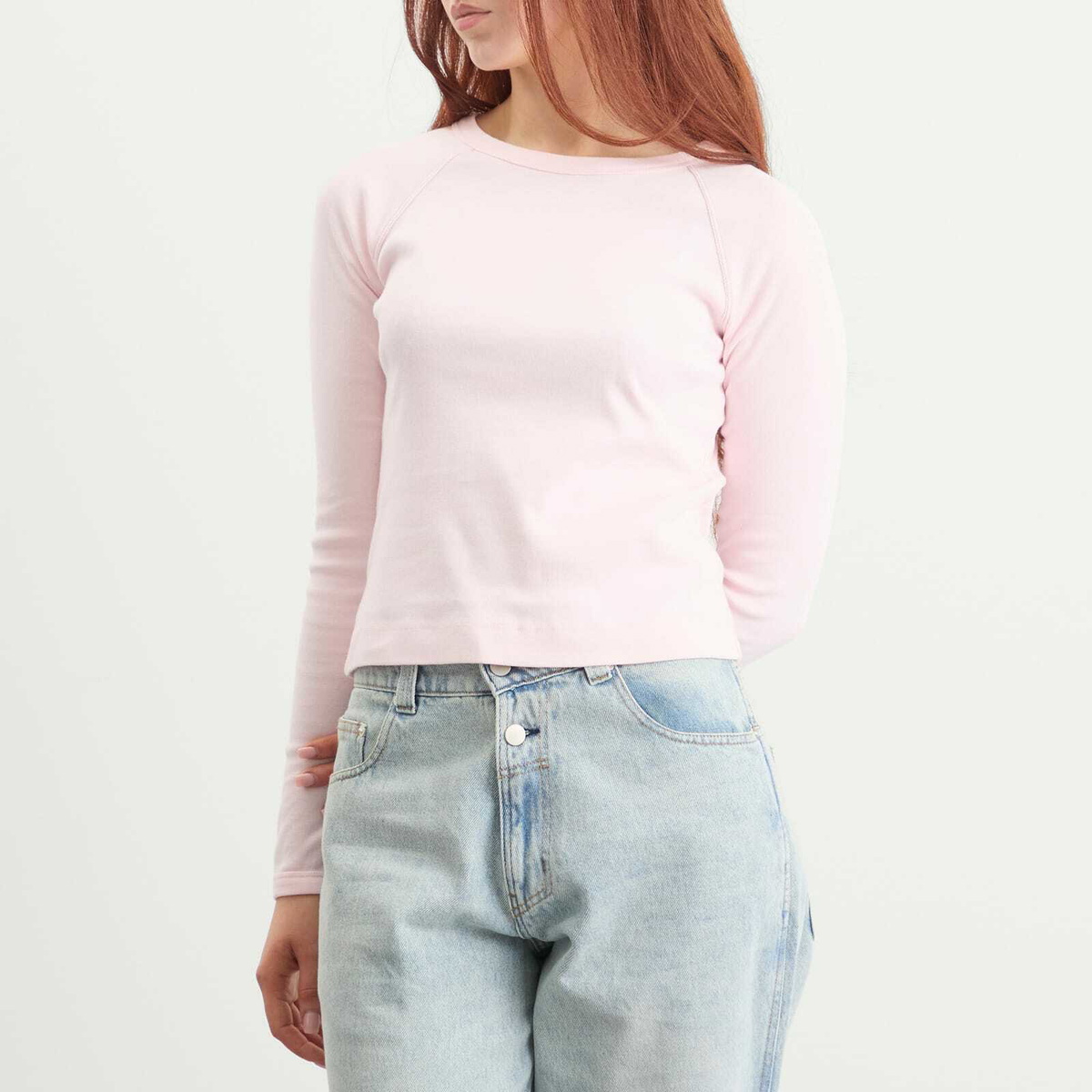 Fruity Booty Women's Round Neck Long Sleeve Top in Pink