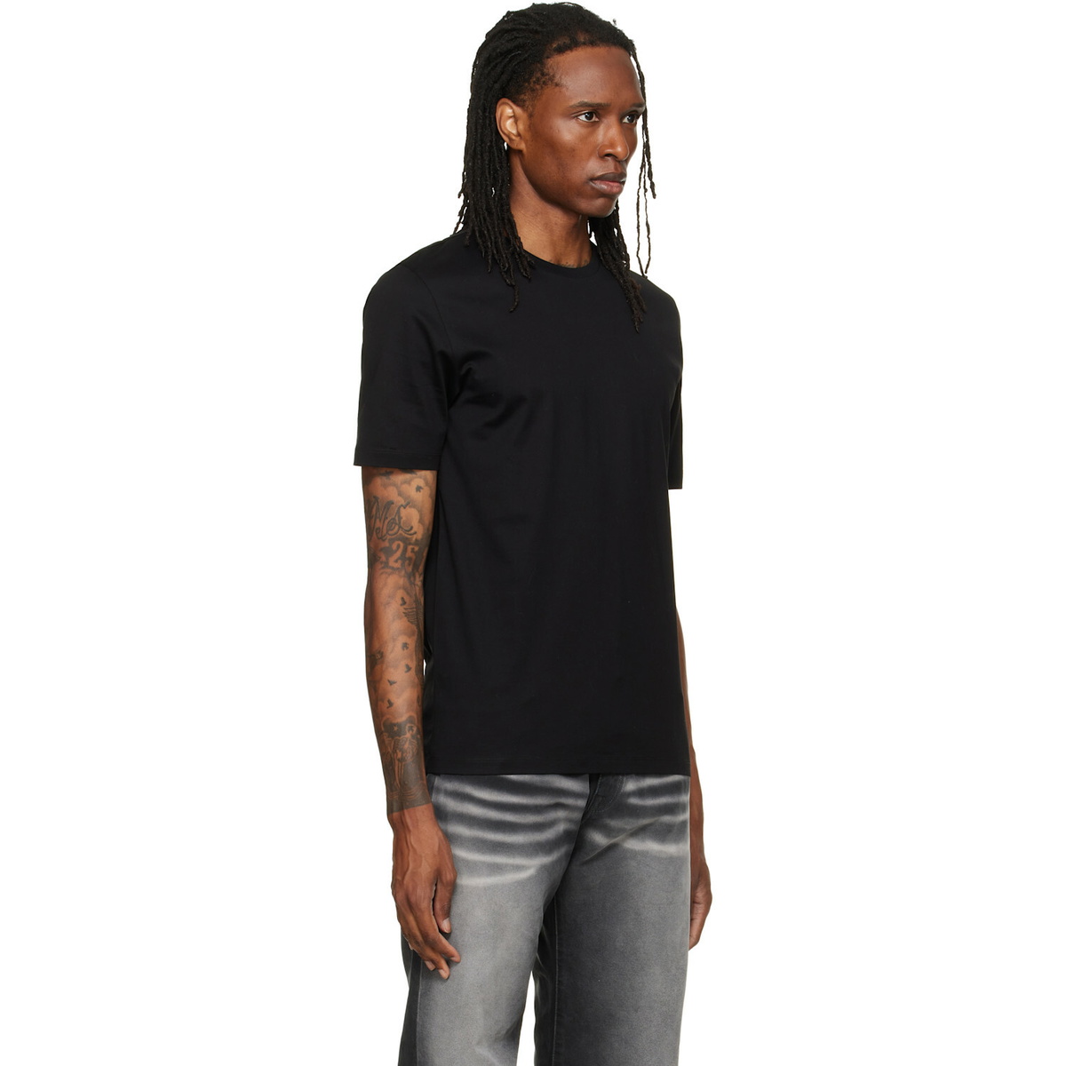 Hugo Black Slim-Fit Mercerized Cotton T-shirt