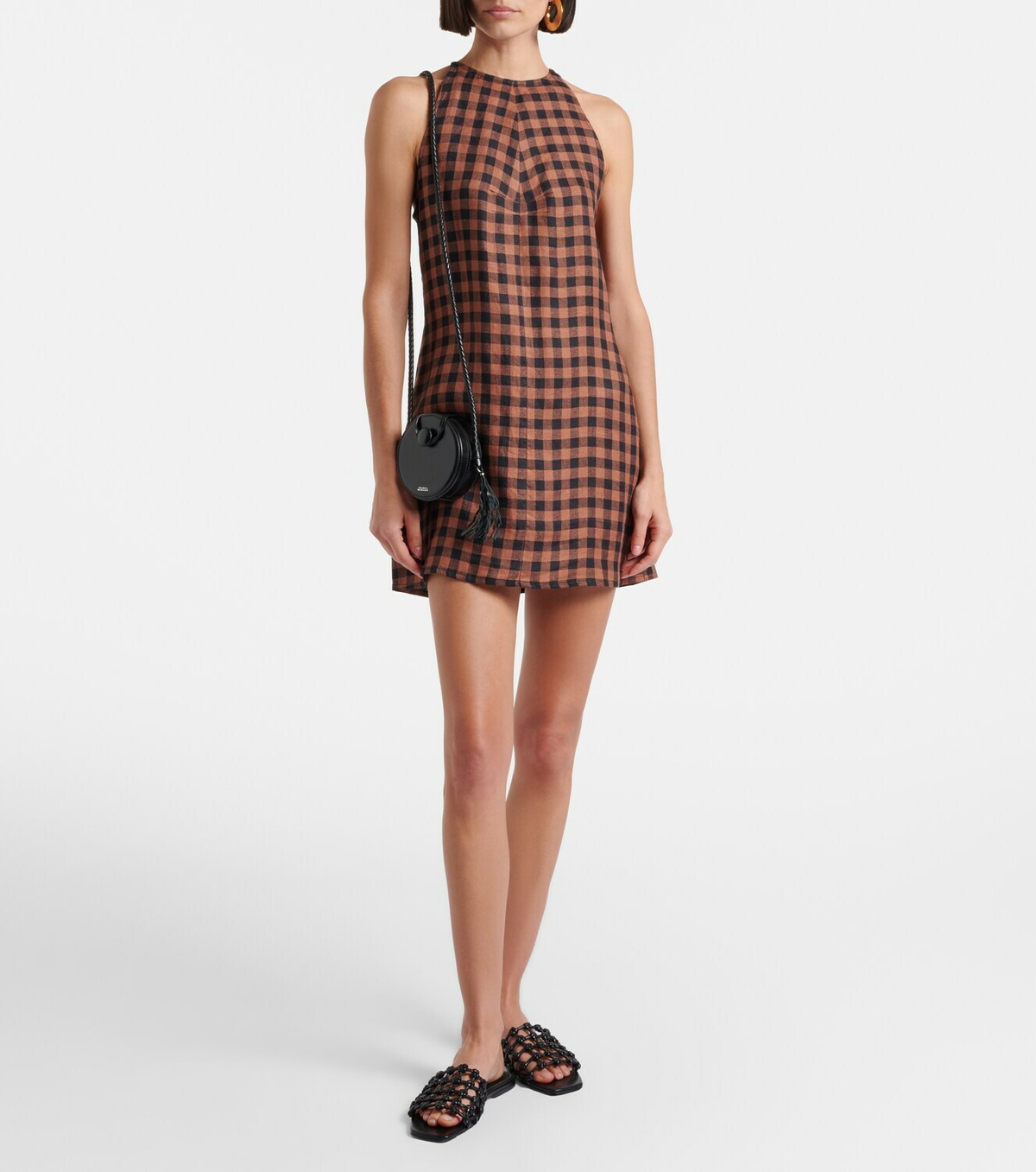 Asceno Antigua gingham linen minidress