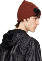 C.P. Company Burgundy Cotton Goggle Beanie