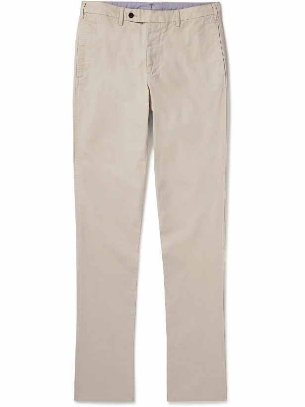 Photo: Sid Mashburn - Slim-Fit Straight-Leg Garment-Dyed Cotton-Twill Trousers - Gray