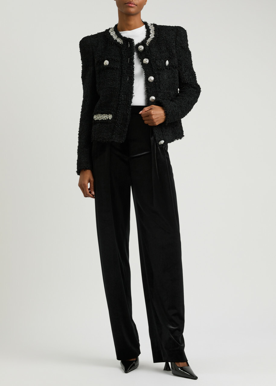 Balmain Embellished Bouclé Tweed Jacket Black Balmain