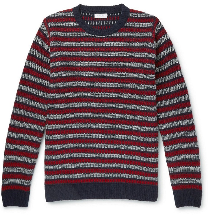 Photo: Sunspel - Striped Wool Sweater - Men - Red
