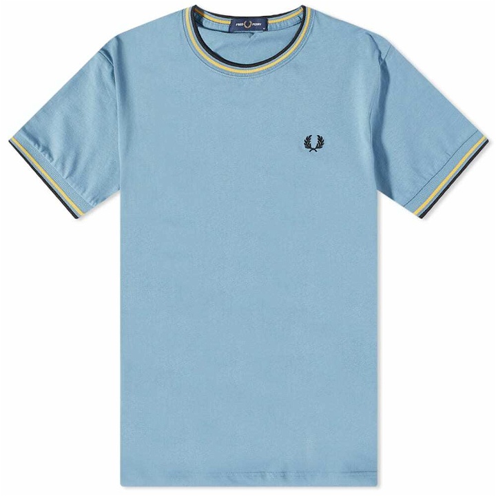 Photo: Fred Perry Men's Twin Tipped T-Shirt in Ash Blue