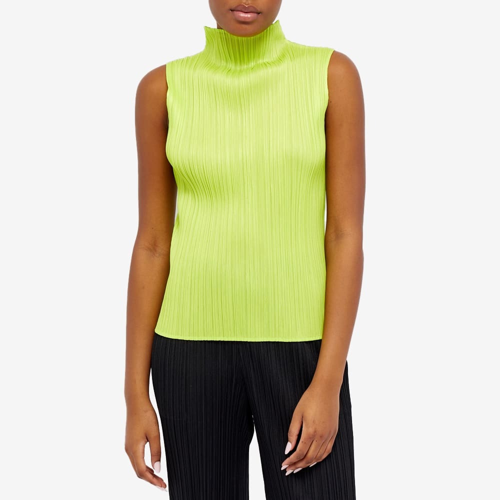 Pleats Please Issey Miyake Women's Vest Shirt in Yellow Green
