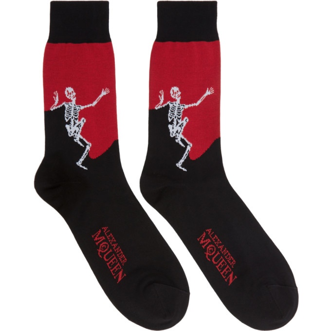 Photo: Alexander McQueen Black and Red Dancing Skeleton Socks