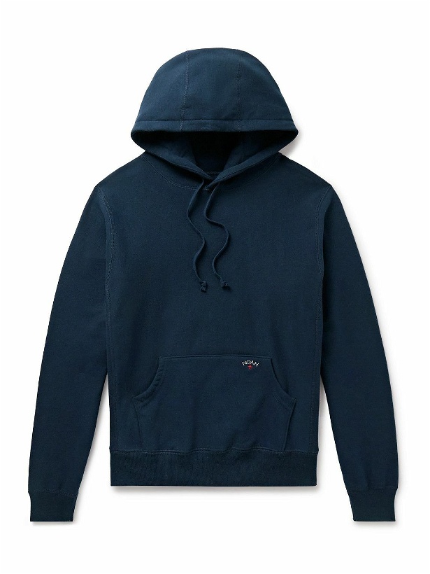 Photo: Noah - Logo-Embroidered Cotton-Jersey Hoodie - Blue