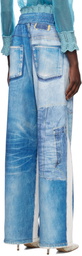 Andersson Bell Blue Denim Trompe L'Oeil Mesh Trousers