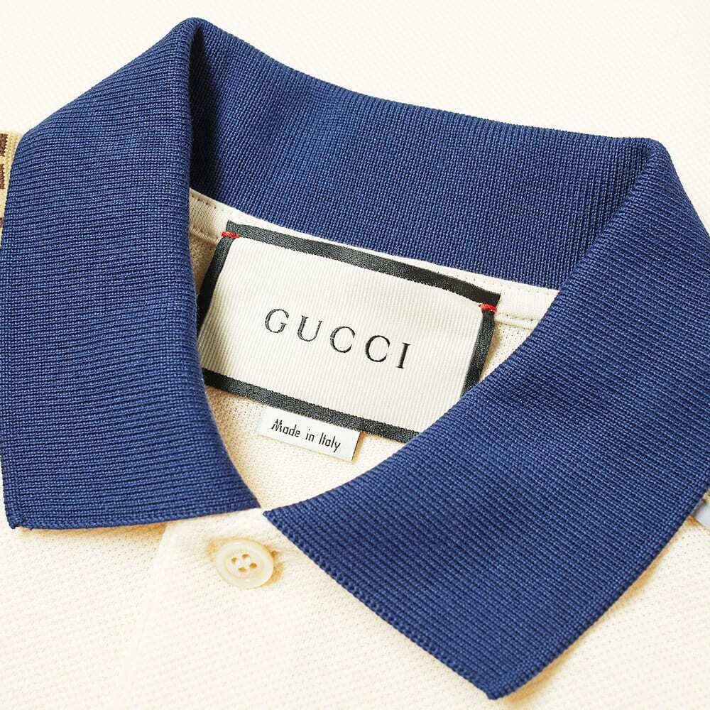 Gucci Men's Taped Logo Polo Shirt in Bone Gucci
