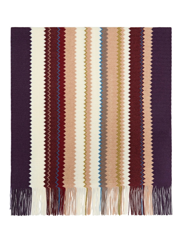 Photo: Missoni - Zig zag wool-blend scarf with fringes, Men, Multicoloured