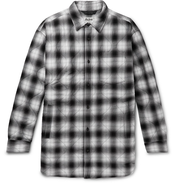 Photo: Acne Studios - Quilted Checked Herringbone Cotton-Blend Overshirt - Black