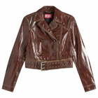 Diesel Women's L-Egend Patent Cropped Jacket with Belt in Burgundy