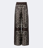 Nili Lotan Morgan printed silk twill wide-leg pants
