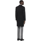 Givenchy Black Wool Lapel Pin Long Coat