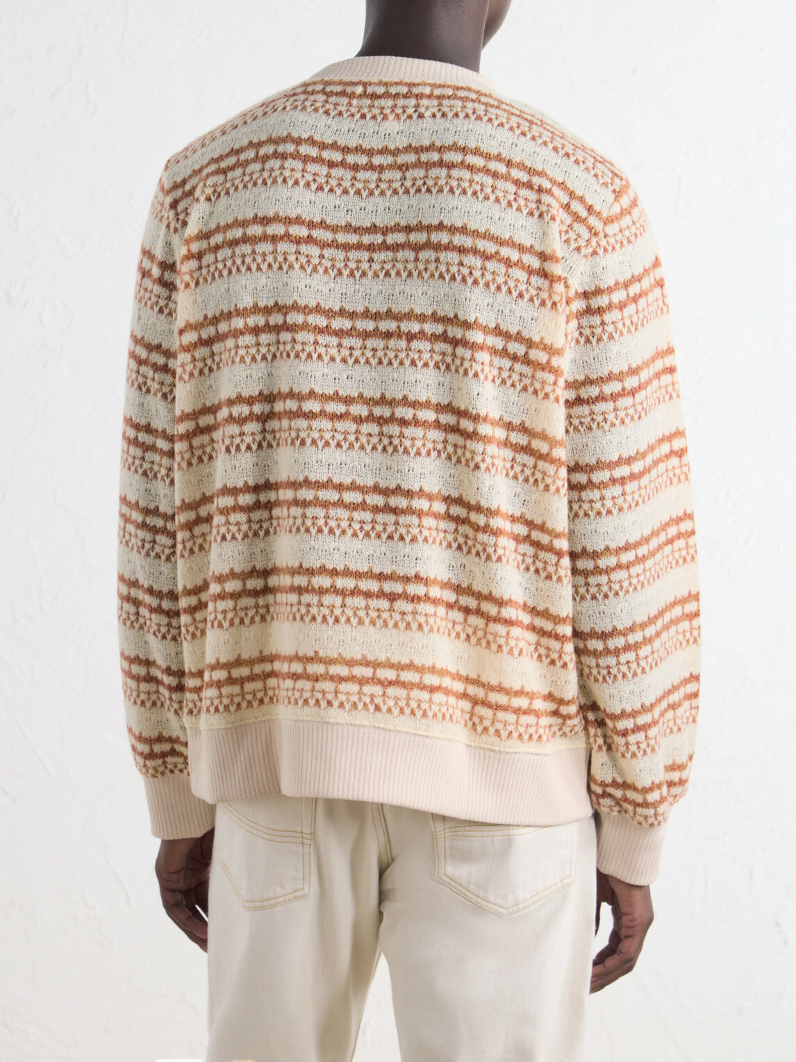 Corridor - Striped Pointelle-Knit Sweater - Orange