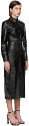 Matériel Tbilisi Black Faux-Leather Button Down Dress
