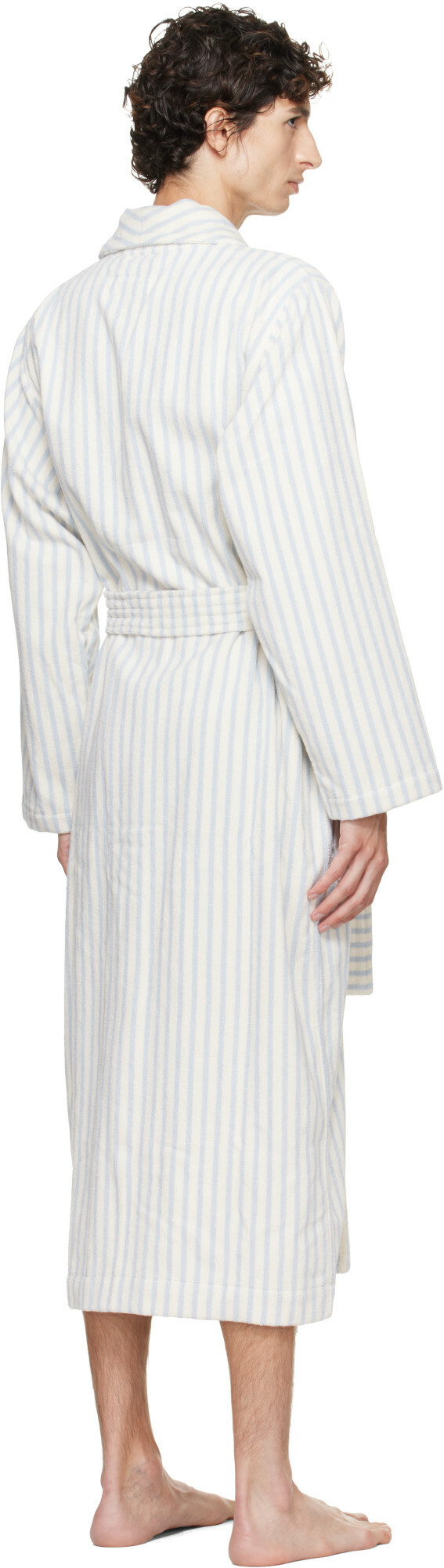 Tekla White & Blue Terry Classic Bathrobe