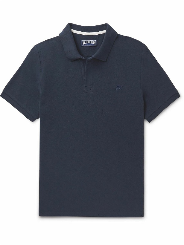 Photo: Vilebrequin - Slim-Fit Logo-Embroidered Cotton-Piqué Polo Shirt - Blue