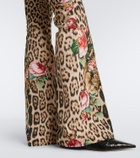 Roberto Cavalli Leopard-print floral flared jeans