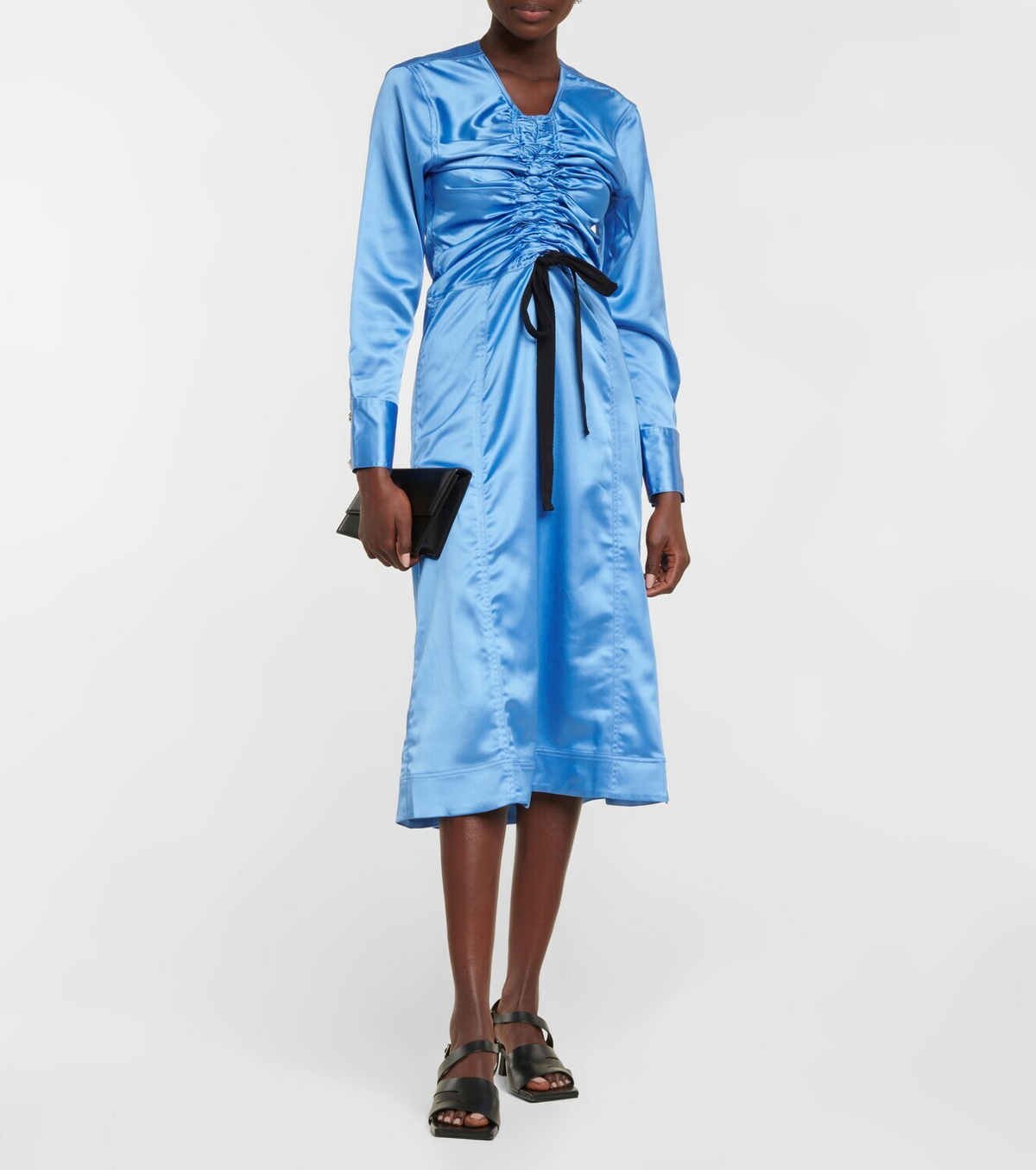 Satin ruched midi dress