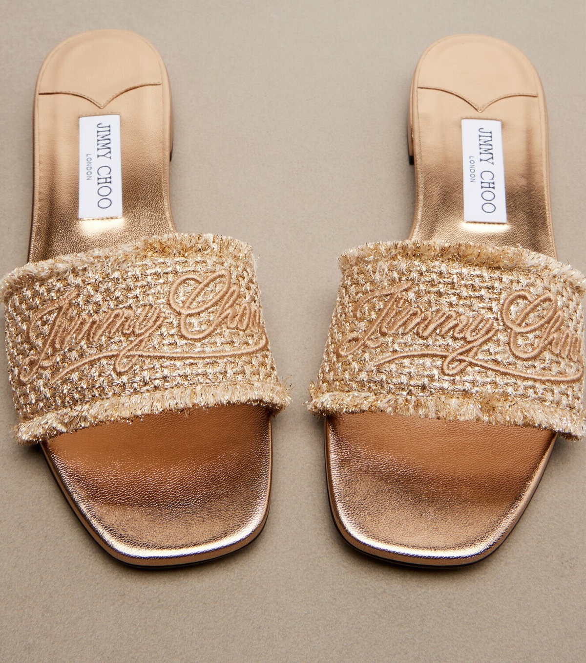 Jimmy Choo Joa embroidered woven slides
