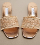 Jimmy Choo Joa embroidered woven slides