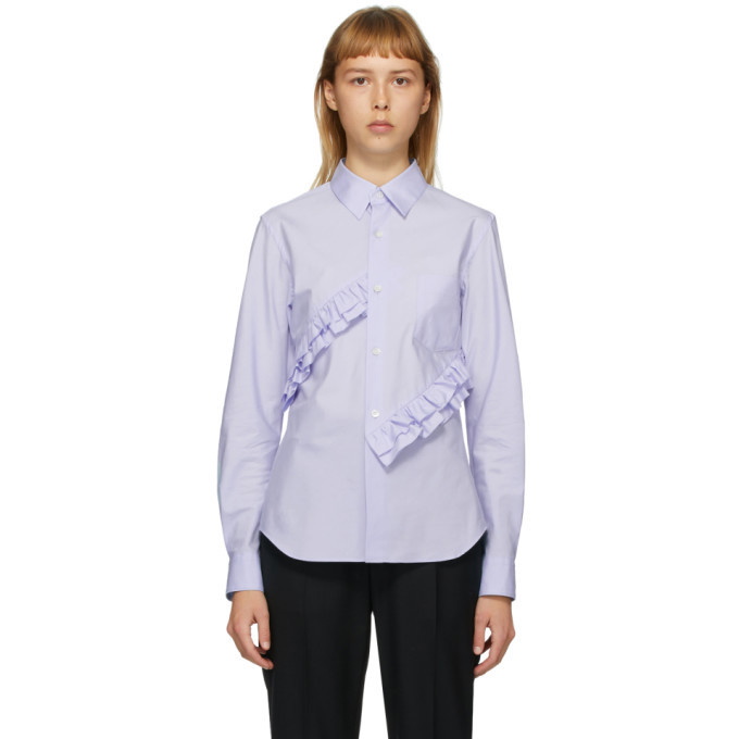 Photo: Comme des Garcons Comme des Garcons Blue Broad Double Ruffle Shirt