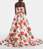 Oscar de la Renta Poppy strapless faille gown