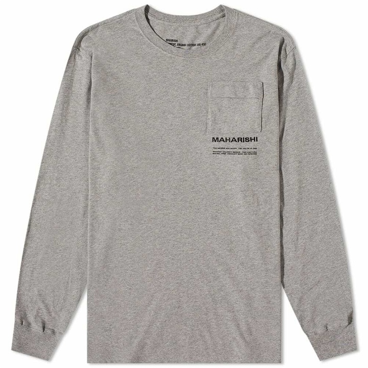 Photo: Maharishi Men's MILTYPE Embroidery Long Sleeve Pocket T-Shirt in Grey Marl
