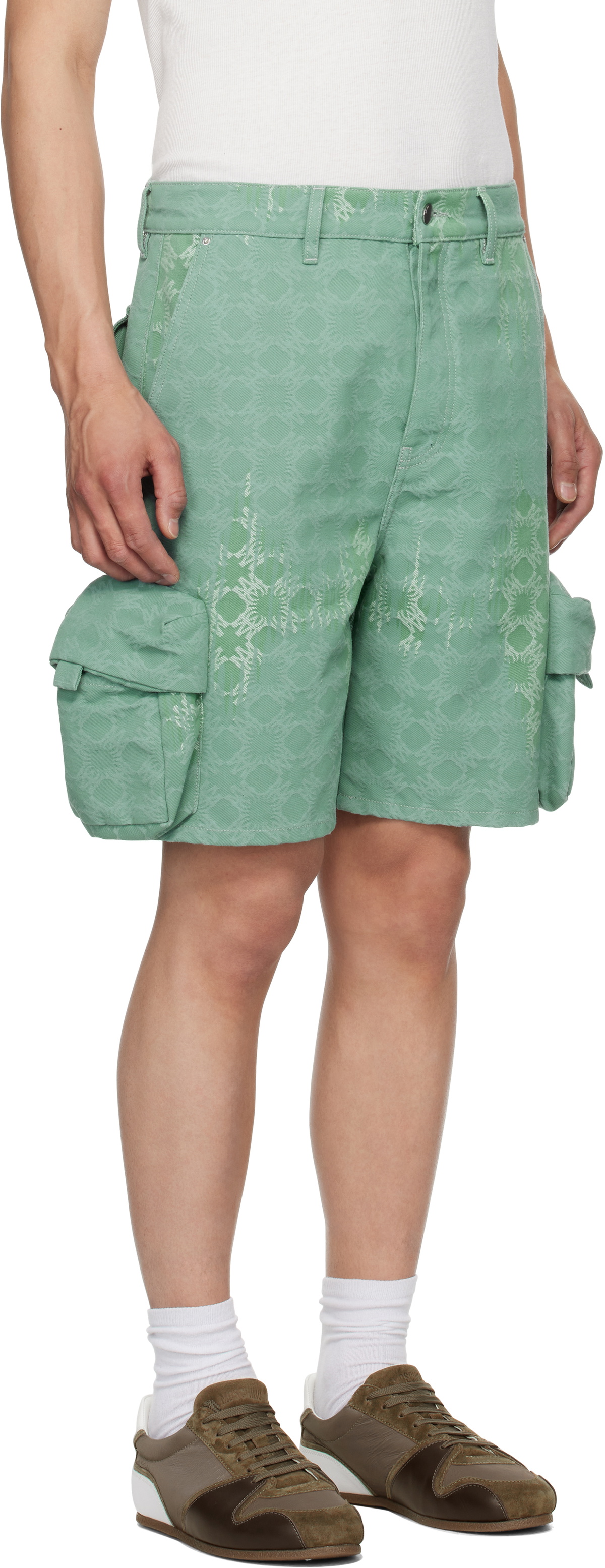 AMIRI Green MA Quad Bleached Cargo Shorts Amiri