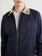 Burberry - Logo-Embroidered Checked Cotton-Gabardine Blouson Jacket - Blue