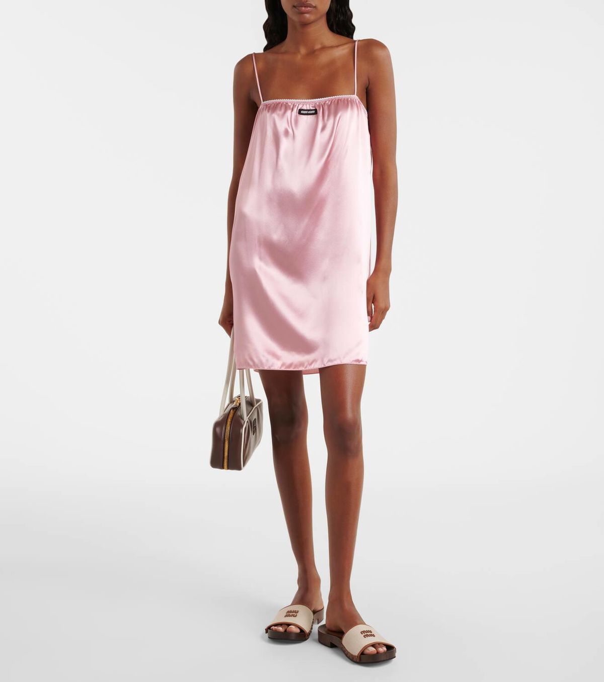 strapless open back dress Rent Runaway the Label Isola Pink Midi Slip Dress main image 0