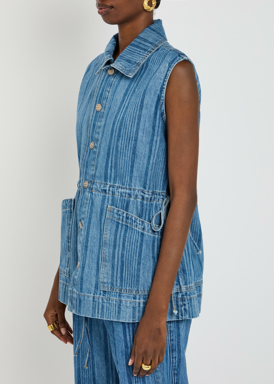 Damson Madder Hera Striped Denim Gilet
