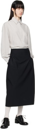 AMOMENTO Black Curved Silhouette Midi Skirt