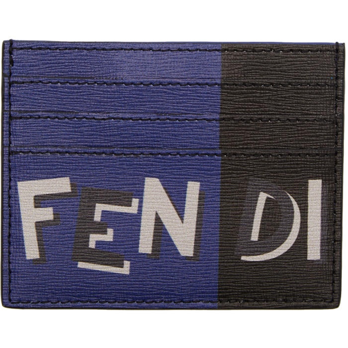 Photo: Fendi Blue and Black Logo Card Holder 