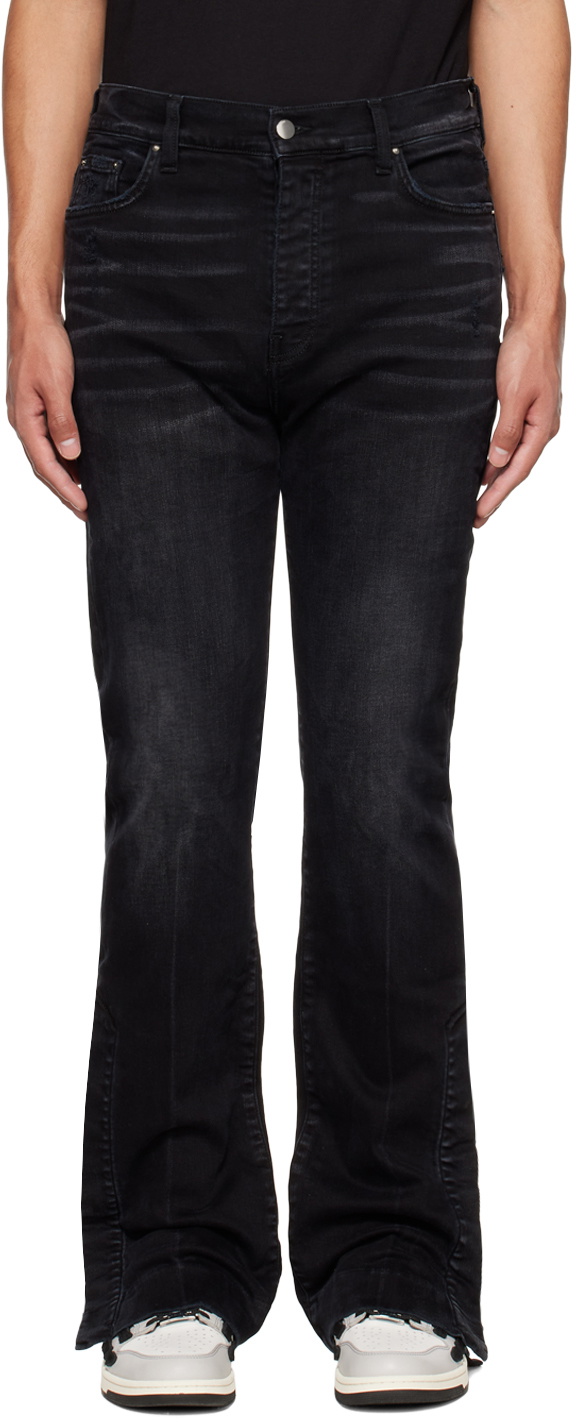 AMIRI Black Stacked Flare Jeans