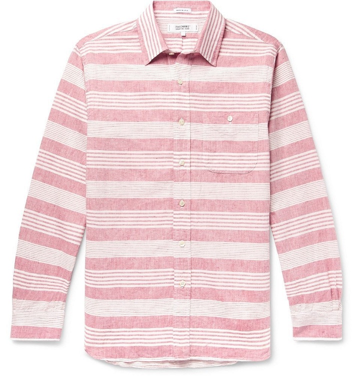 Photo: Freemans Sporting Club - Striped Slub Cotton Shirt - Pink
