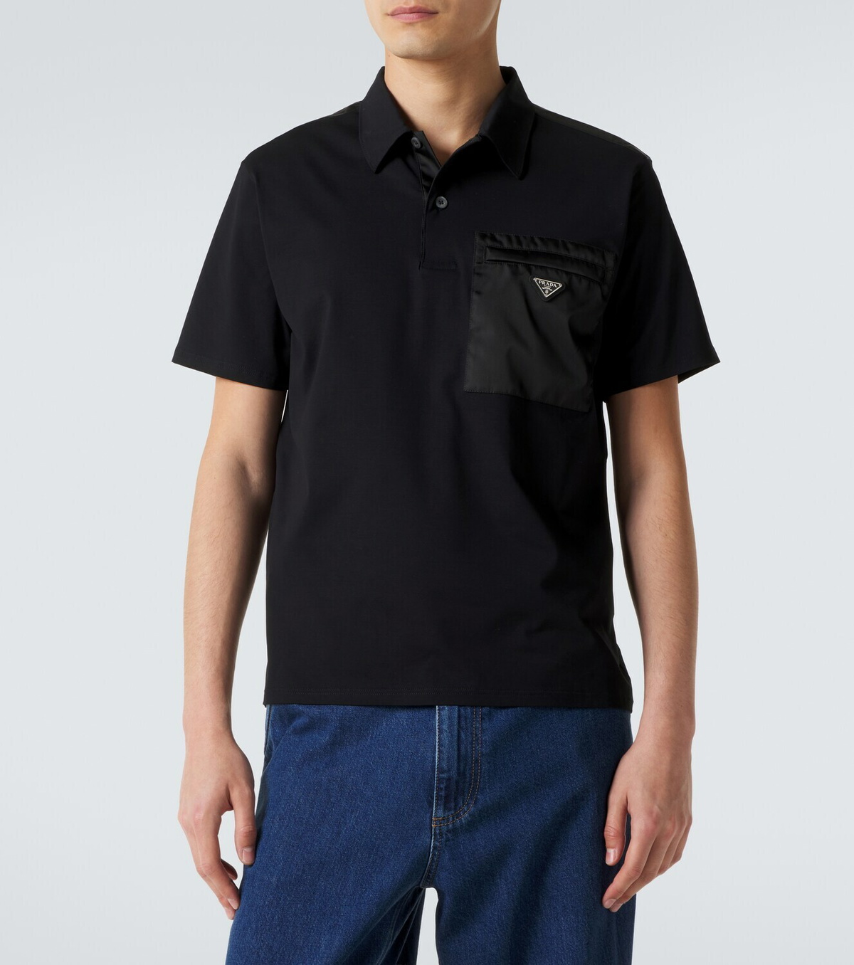 Prada tricolor polo shirt プラダ ポロシャツ Prada Re-Nylon-trimmed cotton-blend polo shirt Prada