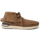 visvim - Maliseet Shaman fringed embellished brushed-suede sneakers - Men - Sand